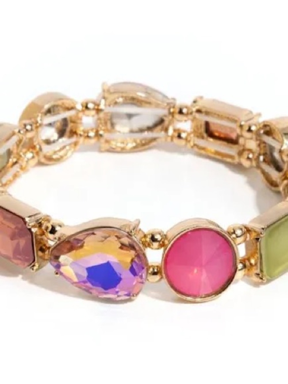 paparazzi Gold Multicolor Crystal Bracelet with Pink & Purple Accents New - Picture 6 of 6